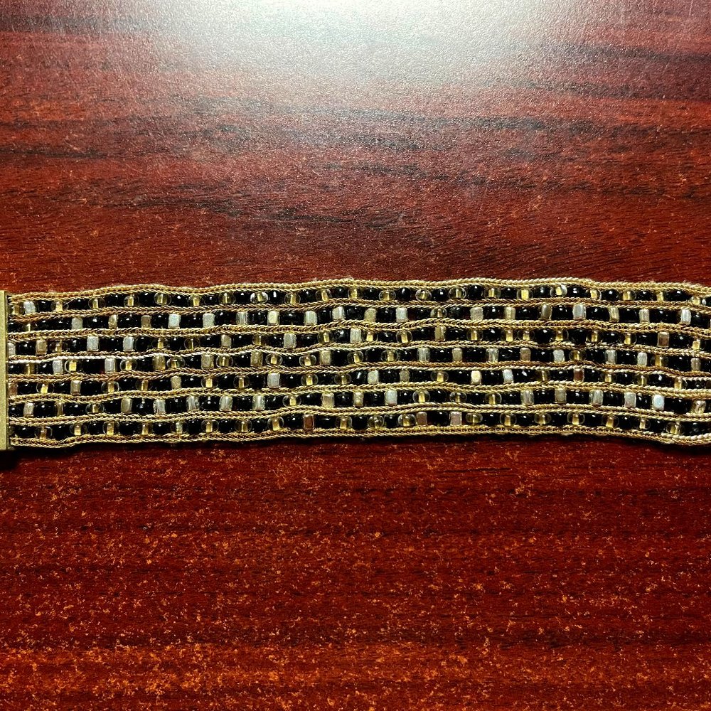 Kenneth Cole Bracelet, magnetic clasp, black/gold